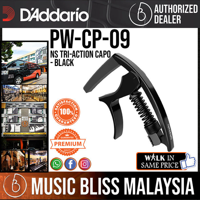 D'Addario PW-CP-09 NS Tri-Action Capo - Black - Music Bliss Malaysia
