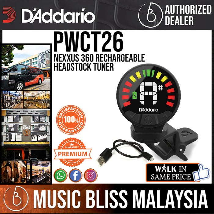 D'Addario Nexxus 360 Rechargeable Headstock Tuner - Music Bliss Malaysia