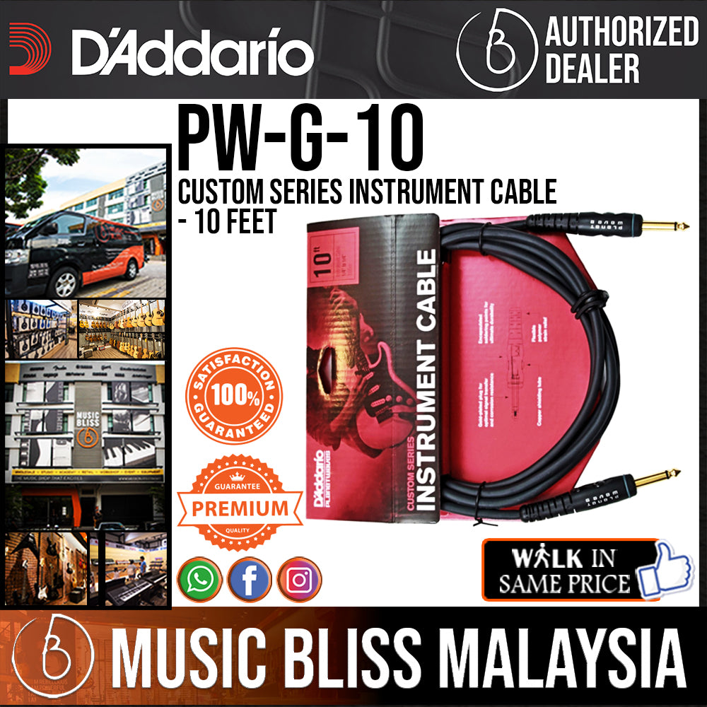 Planet Waves Cable de guitarra D'Addario Custom Series, cable de instrumento con conectores de 1/4, mono, extremo recto/ángulo recto, 3 metros Planet Waves Cable de guitarra D'Addario Custom Series, cable de instrumento con conectores de 1/4, mono, extremo recto/ángulo recto, 3 metros