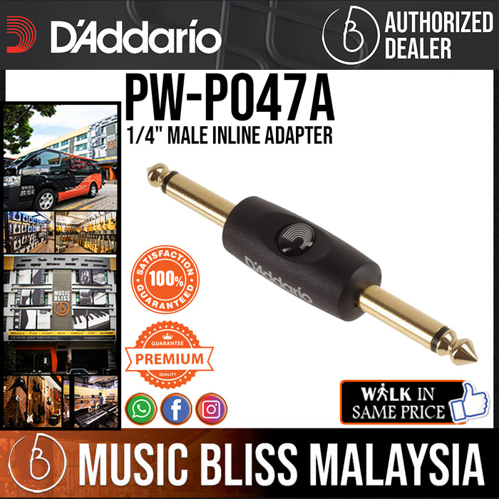 D'Addario PW-P047A 1/4" Male Inline Adapter (PWP047A) - Music Bliss Malaysia