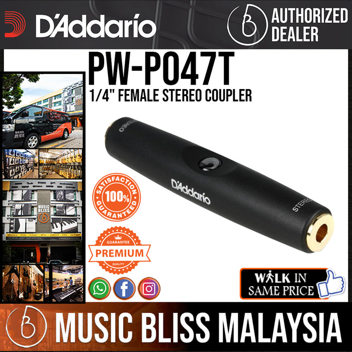 D'Addario PW-P047T 1/4" Female Stereo Coupler - Music Bliss Malaysia