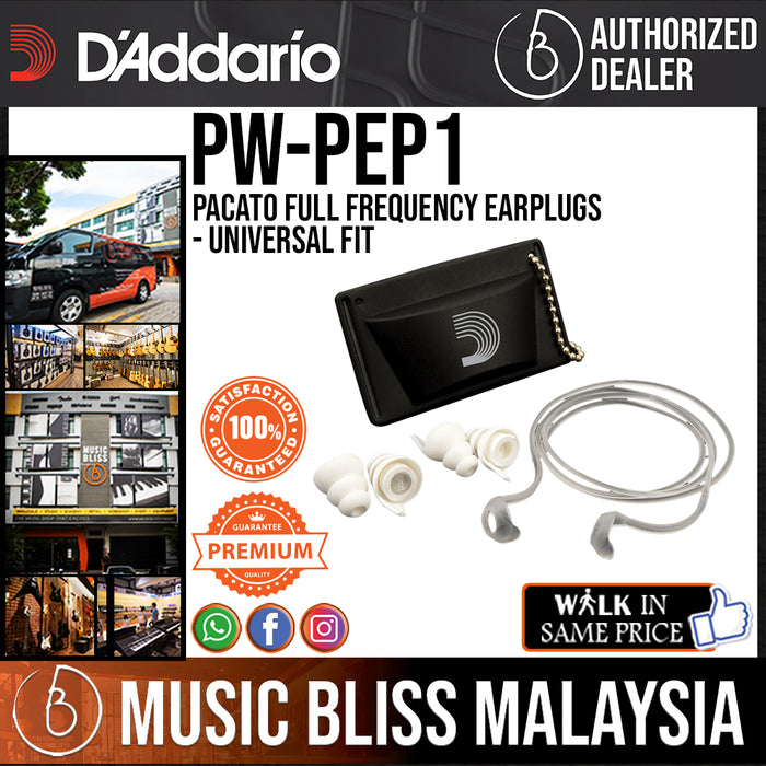 D'Addario PW-PEP1 Pacato Full Frequency Earplugs - Universal Fit - Music Bliss Malaysia