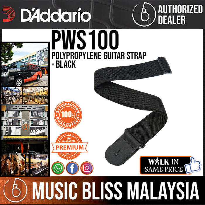 D'Addario PWS100 Polypropylene Guitar Strap - Black - Music Bliss Malaysia