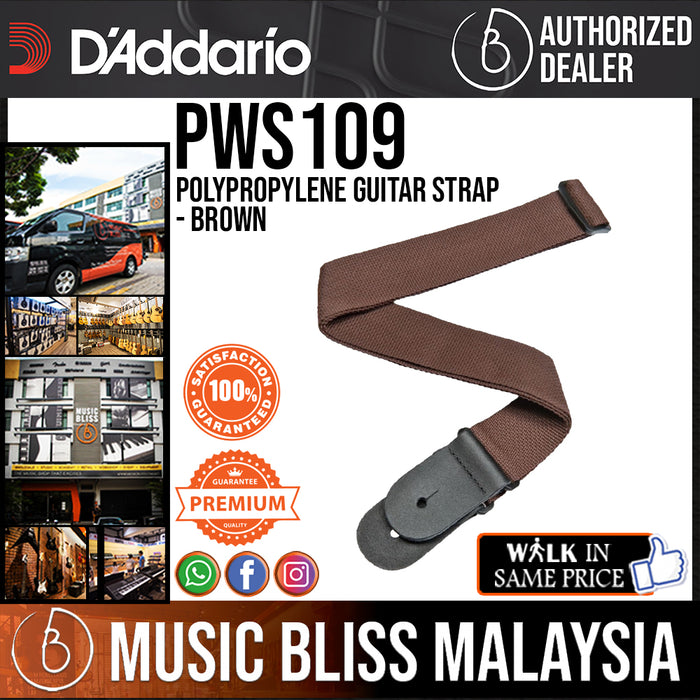D'Addario PWS109 Polypropylene Guitar Strap - Brown - Music Bliss Malaysia