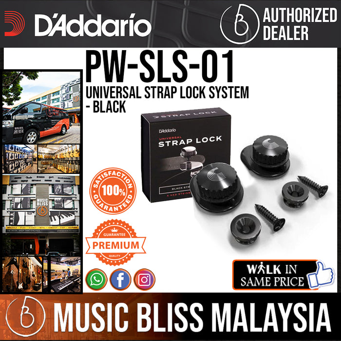 D'Addario PW-SLS-01 Universal Strap Lock System - Black - Music Bliss Malaysia
