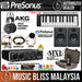 Full Recording Studio Set/Bundle: Behringer UMC-202 with MXL 770 Microphone, AKG K52 Headphone, Eris E3.5 Studio Monitor, SE25 MIDI Controller, Mic Stand, Pop Filter and XLR Cable - Music Bliss Malaysia