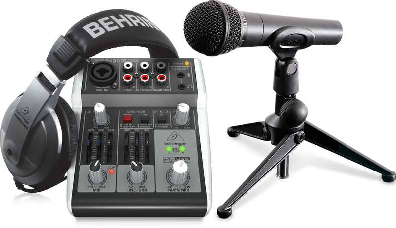 Behringer PODCASTUDIO 2 USB Bundle - Podcasting Bundle with XENYX-302USB + XM-8500 and HPM-1000 (PODCASTUDIO2 / XENYX 302USB / XM8500 / HPM1000) *Crazy Sales Promotion* - Music Bliss Malaysia