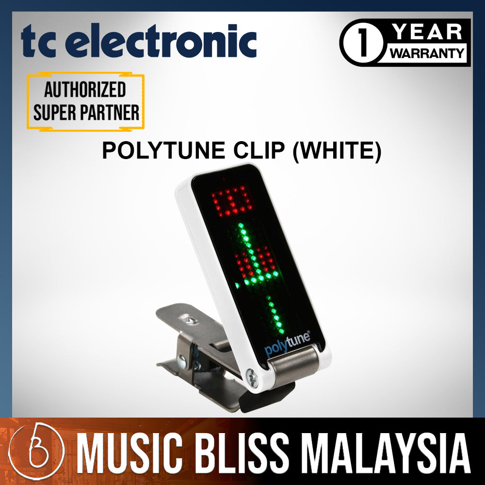 TC Electronic PolyTune Clip Clip On Tuner White Music Bliss