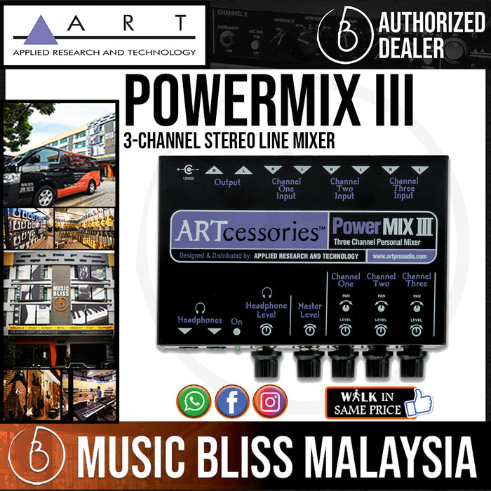ART PowerMIX III 3-channel Stereo Line Mixer (PowerMIXIII) - Music Bliss Malaysia
