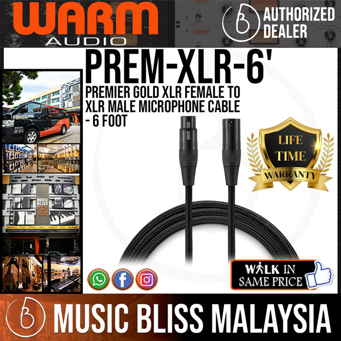 Warm Audio Premier Gold XLR Female to XLR Male Microphone Cable - 6-foot (Prem-XLR-6') - Music Bliss Malaysia