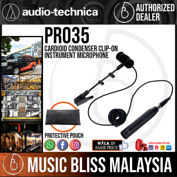 Audio Technica PRO 35 Cardioid Condenser Clip-on Instrument Microphone (Audio-Technica PRO35) - Music Bliss Malaysia