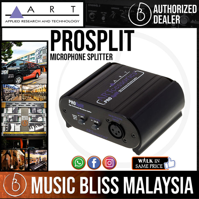 ART ProSplit Microphone Splitter with Ground Lift, Input Pad, Direct XLR Out, and Transformer-isolated XLR Out - Music Bliss Malaysia