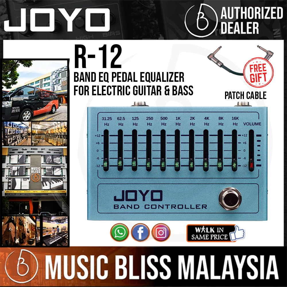 joyo eq pedal Joyo R-12 10 Band EQ Pedal Equalizer (31.25Hz-16kHz) for Electric Guitar & Bass With Free Patch Cable (R12)