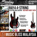 Sterling Ray4 4-String Electric Bass Guitar - Red Ruby Burst Satin (Ray-4) - Music Bliss Malaysia
