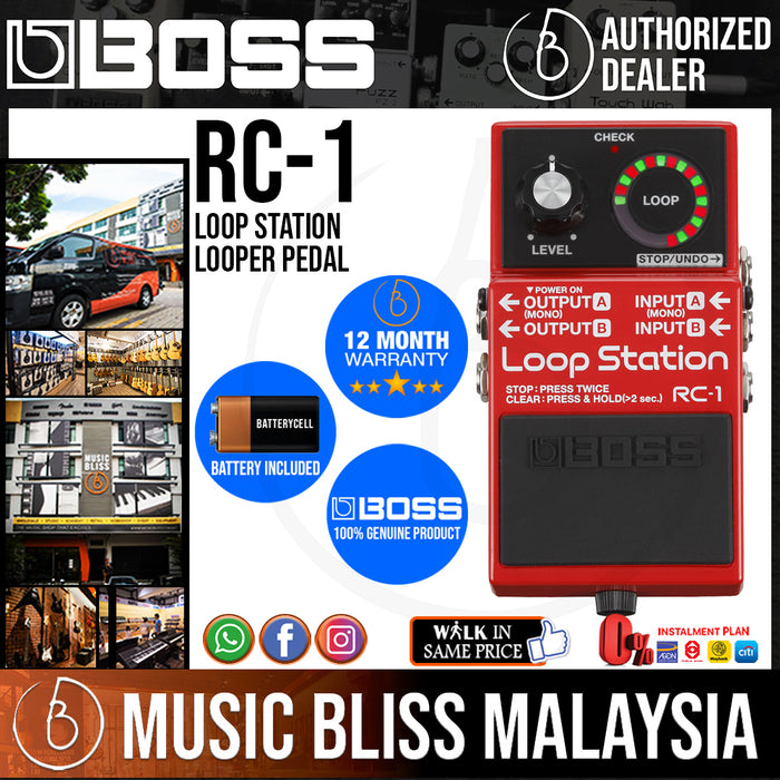 Boss RC-1 Loop Station Looper Pedal (RC1) - Music Bliss Malaysia