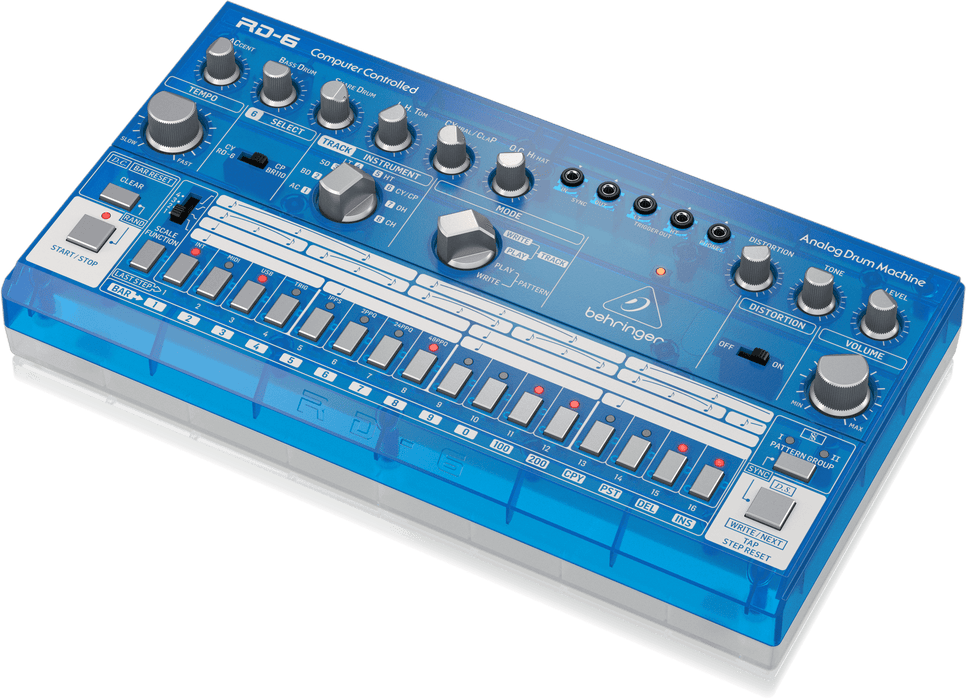 Behringer RD-6-BB Analog Drum Machine - Blue Translucent - Music Bliss Malaysia