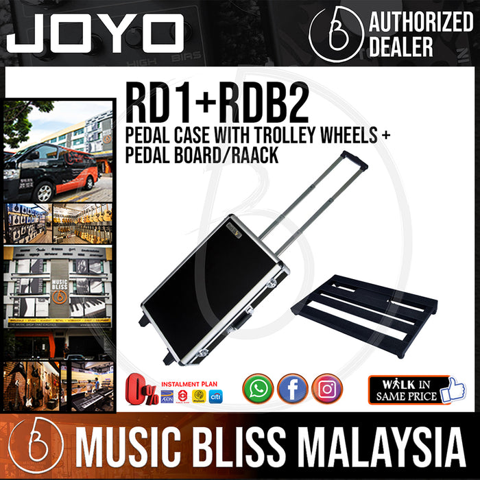 Joyo RD1+RDB2 Pedal Case with Trolley Wheels + Pedal Board/Rack (Sized in between Pedaltrain PT-JR and Pedaltrain PT-2) - Music Bliss Malaysia