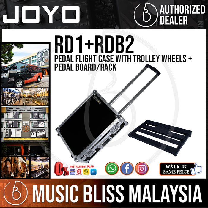 Joyo RD2+RDB2 Pedal Flight Case with Trolley Wheels + Pedal Board/Rack (Sized in between Pedaltrain PT-JR and Pedaltrain PT-2) - Music Bliss Malaysia