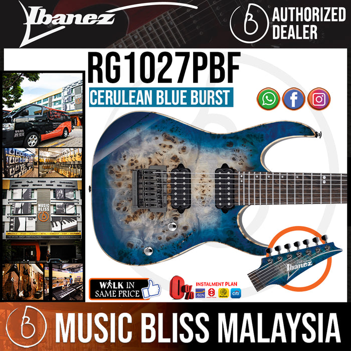 Ibanez RG Premium RG1027PBF - Cerulean Blue Burst (RG1027PBF-CBB) - Music Bliss Malaysia