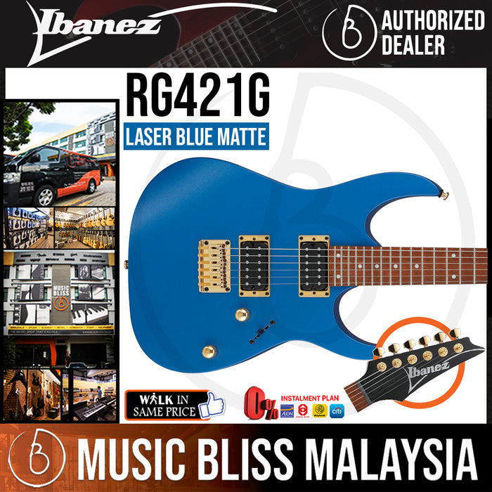 *New 2021* Ibanez RG421G Electric Guitar - Laser Blue Matte (RG421G-LBM) - Music Bliss Malaysia