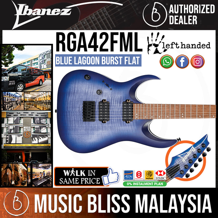 Ibanez Standard RGA42FML Left-handed - Blue Lagoon Burst Flat - Music Bliss Malaysia