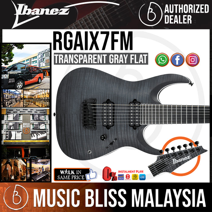 Ibanez RGA Iron Label RGAIX7FM - Transparent Gray Flat (RGAIX7FM-TGF) - Music Bliss Malaysia