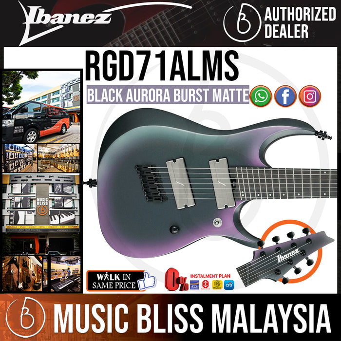 Ibanez Axion Label RGD71ALMS - Black Aurora Burst Matte (RGD71ALMS-BAM) - Music Bliss Malaysia