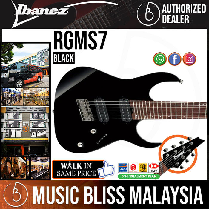 Ibanez RGMS7 7-string Multi-scale Solidbody Electric Guitar - Black - Music Bliss Malaysia