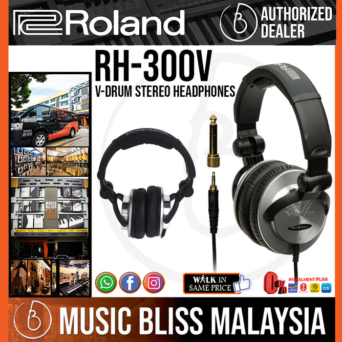 Roland RH-300V V-Drum Stereo Headphones (RH300V / RH 300V) - Music Bliss Malaysia