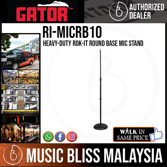 Gator Rok-It RI-RB10 Heavy-Duty Round Base Mic Stand - Music Bliss Malaysia