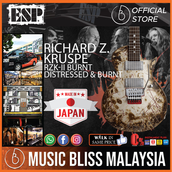 ESP RZK-II Burnt Signature Electric Guitar - Distressed & Burnt - Music Bliss Malaysia