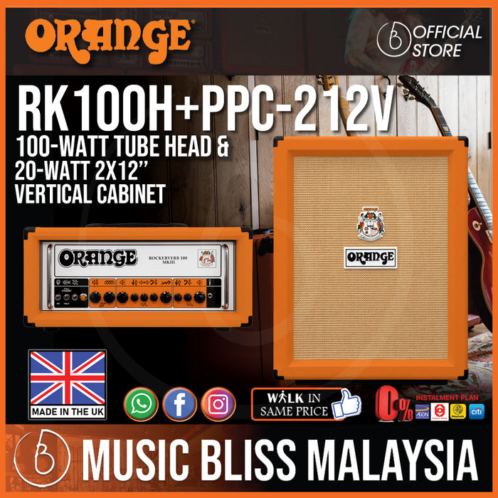 Orange Rockerverb 100 MKIII - 100-watt 2-channel Tube Head (Made in UK) with PPC212V Vertical Cabinet - Music Bliss Malaysia