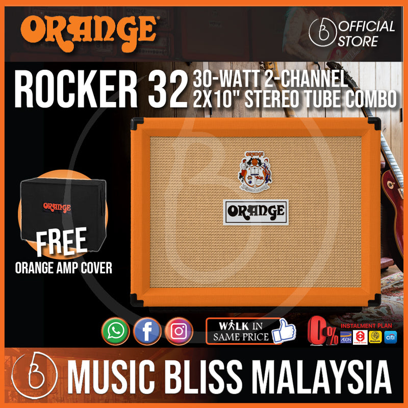 Orange Rocker 32 - 30-watt 2x10" Stereo Tube Combo w/ Free Cover - Music Bliss Malaysia
