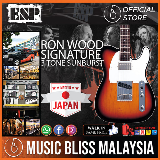 ESP Ron Wood Signature Electric Guitar - 3-Tone Sunburst - Music Bliss Malaysia