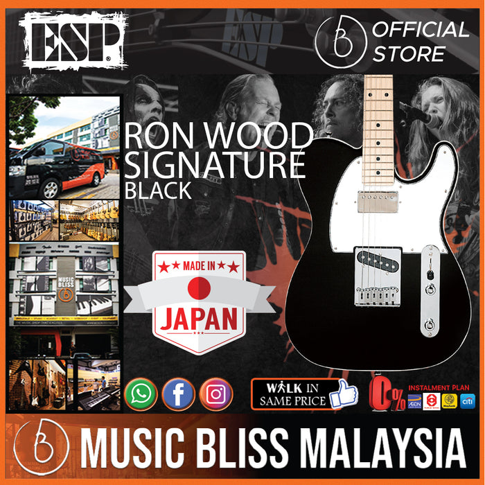 ESP Ron Wood Signature Electric Guitar - Black - Music Bliss Malaysia