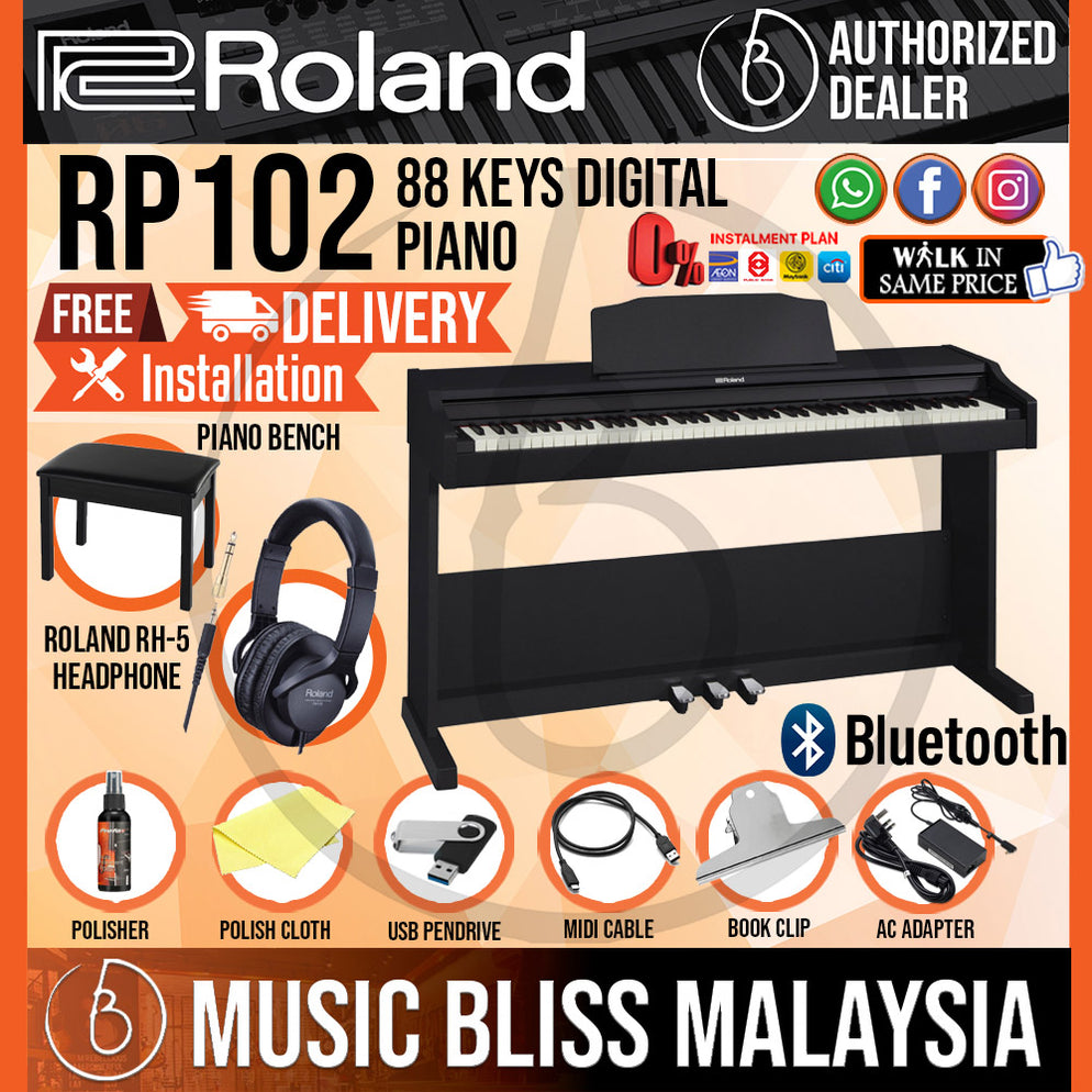 Roland RP102 88key Digital Piano with FREE Roland RH5 Headphone and