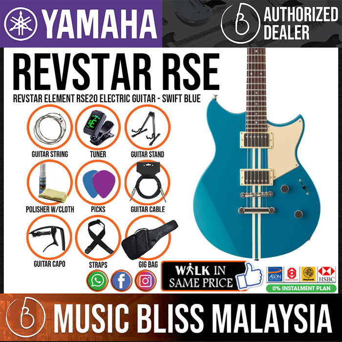 Yamaha Revstar Element RSE20 Electric Guitar - Swift Blue - Music Bliss Malaysia