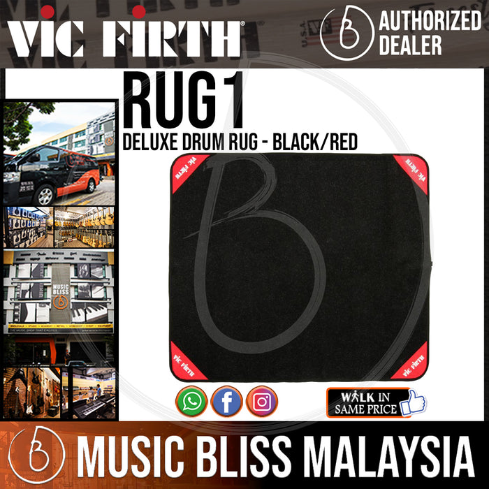 Vic Firth VICRUG1 Deluxe Drum Rug - Black/Red - Music Bliss Malaysia