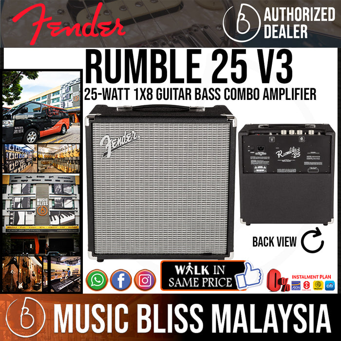 Fender Rumble 25 V3 25-watt 1x8 Guitar Bass Combo Amplifier - Music Bliss Malaysia