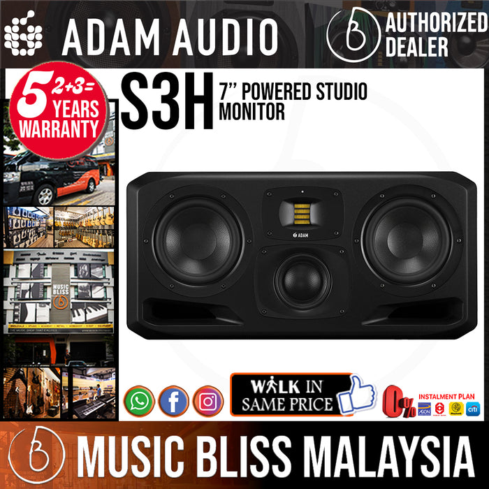 ADAM Audio S3H Dual 7 inch 3-way Powered Midfield Studio Monitor - Music Bliss Malaysia