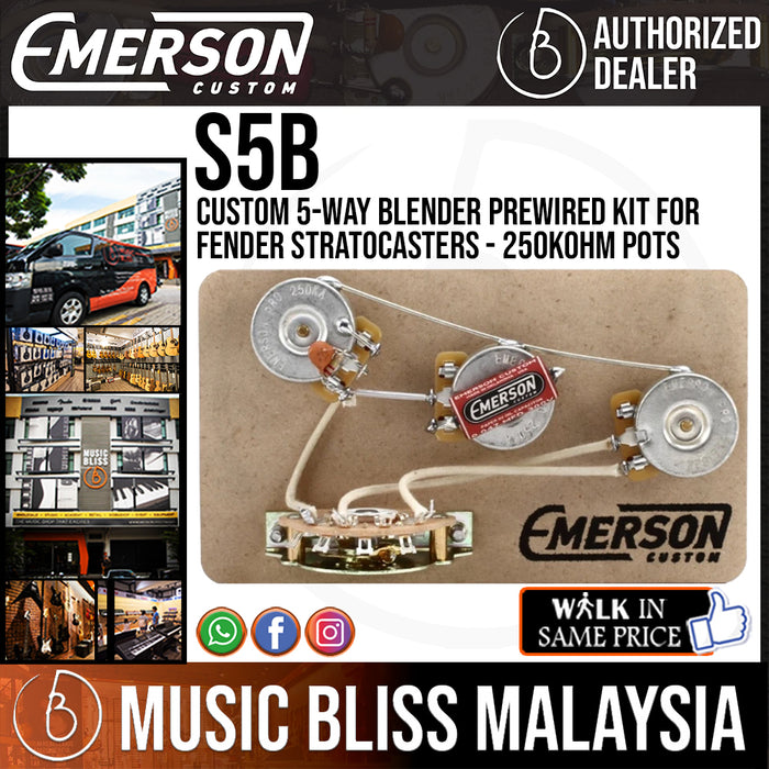 Emerson Custom 5-way Blender Prewired Kit for Fender Stratocasters - 250Kohm Pots - Music Bliss Malaysia