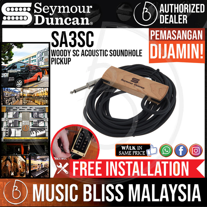 Seymour Duncan SA-3SC Woody SC Acoustic Soundhole Pickup - Natural Single Coil (SA3SC) (Free In-Store Installation) - Music Bliss Malaysia