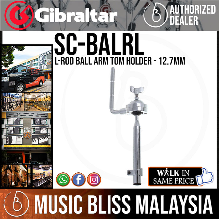 Gibraltar L-Rod Ball Arm Tom Holder - 12.7mm with Memory Lock - Music Bliss Malaysia