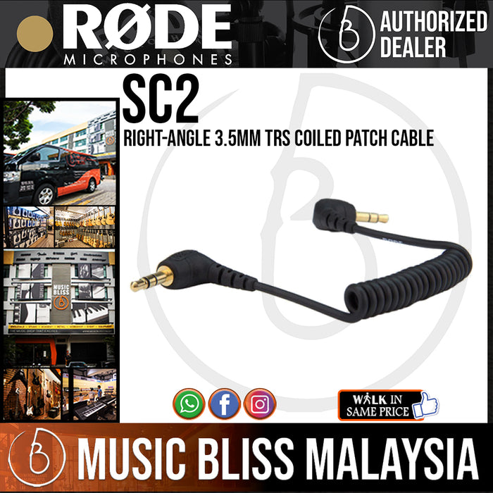 Rode SC2 Right-Angle 3.5mm TRS Coiled Patch Cable (SC-2) | Music Bliss ...