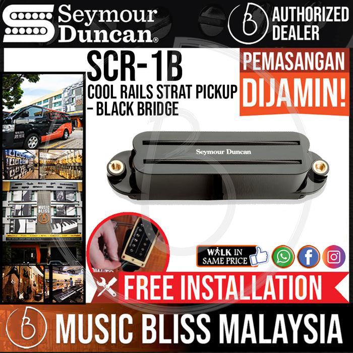 Seymour Duncan SCR-1B Cool Rails Strat Pickup – Black Bridge (SCR1B-BK) (Free In-Store Installation) - Music Bliss Malaysia