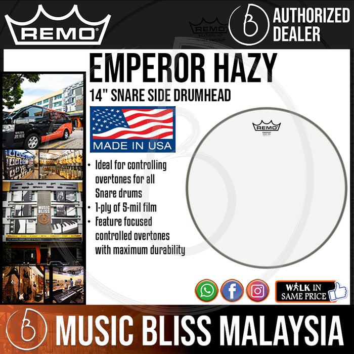Remo Hazy Emperor Snare Drumhead - 14'' (SE0114-00 / SE011400 / SE0114 00) - Music Bliss Malaysia