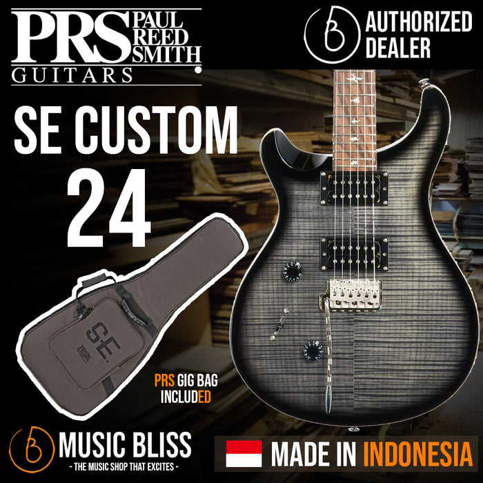PRS SE Custom 24 Left-handed Electric Guitar - Charcoal Burst - Music Bliss Malaysia