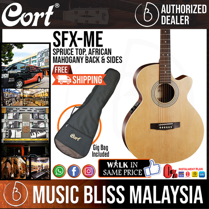 Cort SFX-ME Acoustic Guitar with Bag - Open Pore