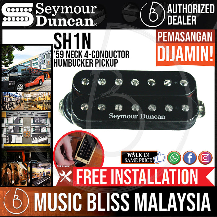 Seymour Duncan SH-1N ’59 Neck 4-Conductor Humbucker Pickup - Black (SH1N) (Free In-Store Installation) - Music Bliss Malaysia