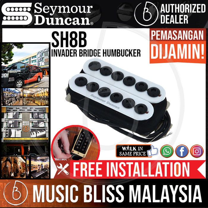Seymour Duncan SH-8B Invader Bridge Humbucker Pickup - White Bridge (SH8B)  (Free In-Store Installation) - Music Bliss Malaysia